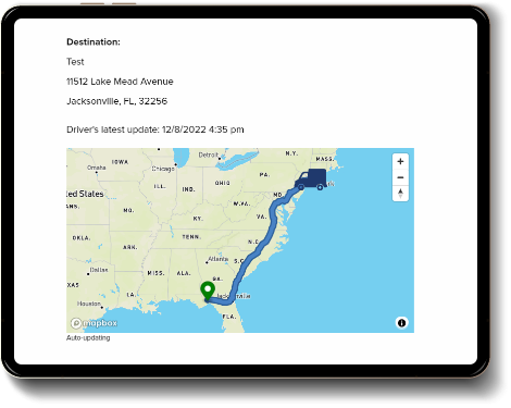 See real-time driver location on tablet